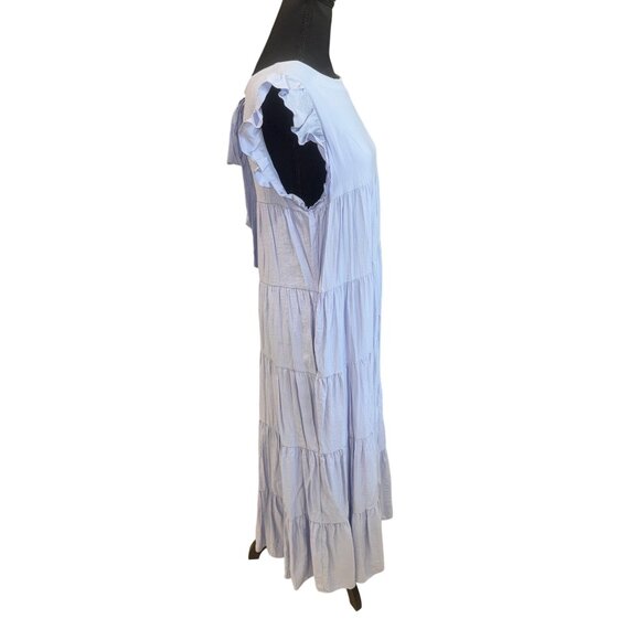 Vici X Destiny Powder Blue Tiered Maxi Dress Ruffle Sleeves Tie-Back M Cottage - Picture 11 of 12